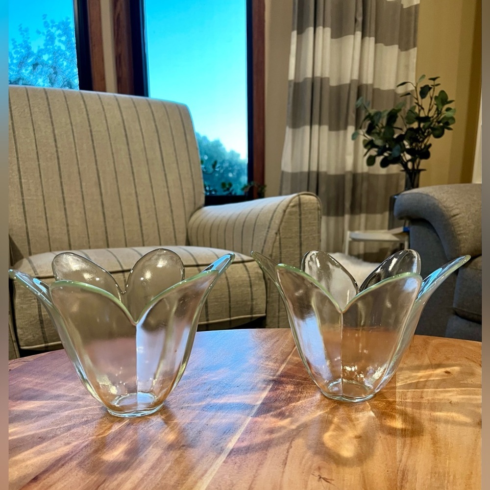 Recycled glass tulip votive candle holders